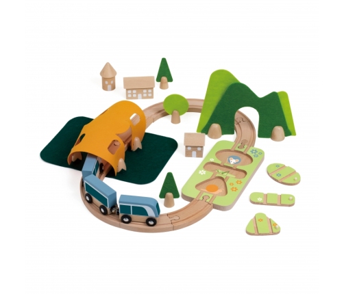 CLASSIC WORLD Zestaw Kolejka Tor Drewniany Pociąg + Sorter Kształtów 40 el.