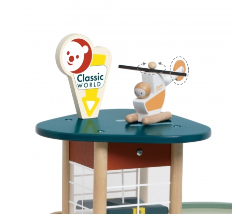 CLASSIC WORLD Wielopoziomowy Parking Auta Helikopter Dystybutor Myjnia + Akc.