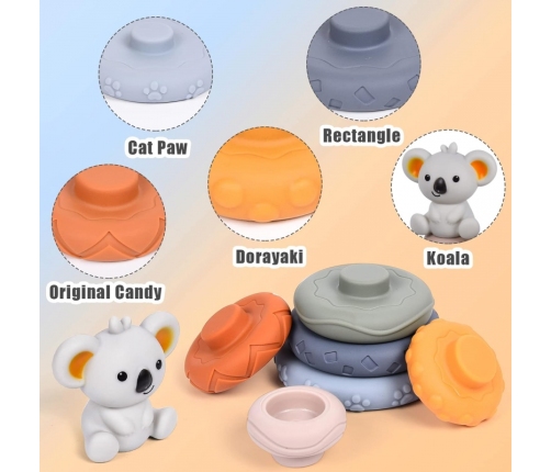 WOOPIE Zestaw Edukacyjna Piramdka Koala 2w1 Gryzak