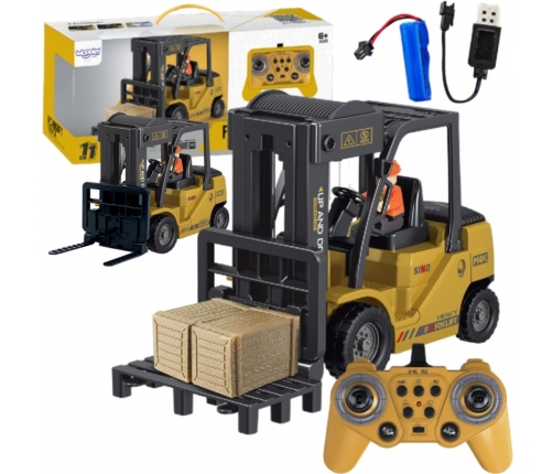 WOOPIE Zdalnie Sterowany Wózek Widłowy 2w1 Dźwig RC - Skala 1:24