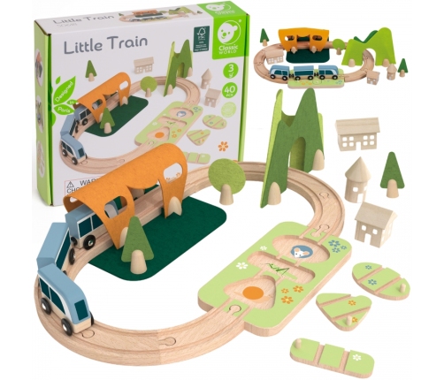 CLASSIC WORLD Zestaw Kolejka Tor Drewniany Pociąg + Sorter Kształtów 40 el.