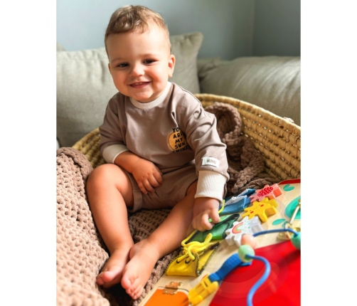 TOOKY TOY Drewniana Tablica Montessori Manipulacyjna Zamki Zębatki Pętle