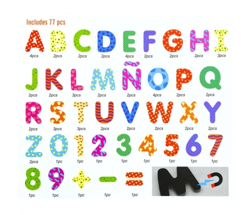 VIGA Drewniany Zestaw Magnetyczny Literki i cyferki