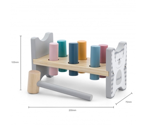 VIGA PolarB Zestaw Drewniana Piramidka + Przebijanka z Młoteczkiem Miś Polarny Montessori