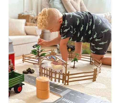 WOOPIE Zestaw Maszyn Rolniczych Traktor Ciągnik Zagroda Mini Farma Osada Rolnicy