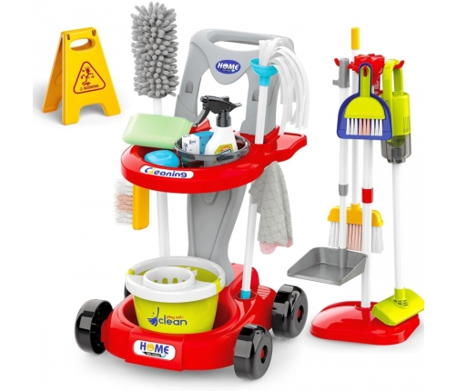 WOOPIE Zestaw do Sprzątania XXL Wózek 3w1 29 el. Czerwony