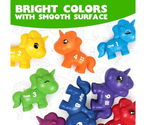 WOOPIE Figurki Montessori Zestaw Edukacyjny Jednorożce do Składania 