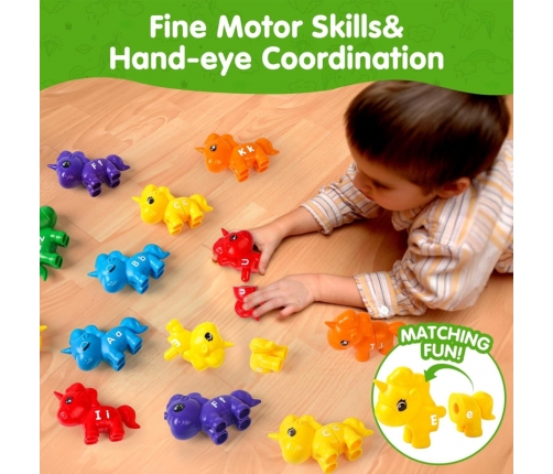 WOOPIE Figurki Montessori Zestaw Edukacyjny Jednorożce do Składania 