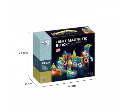 WOOPIE Klocki Magnetyczne Tor Kulkowy Świetlny 75 el.
