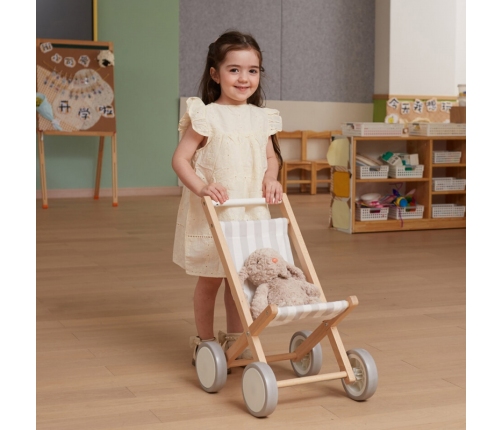 VIGA Drewniany Wózek Dla Lalek Spacerówka