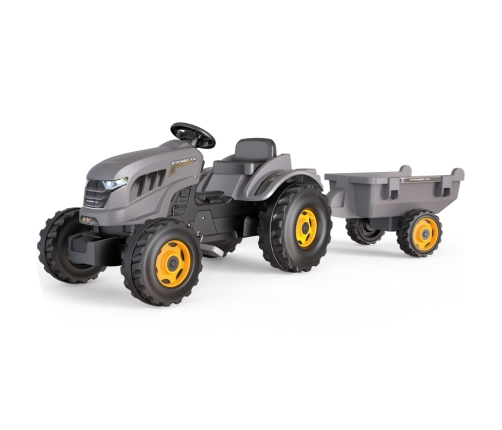 SMOBY Traktor XXL Szary na Pedały z Przyczepką