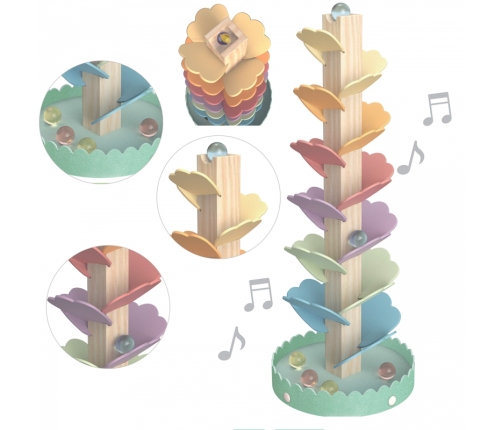 WOOPIE GREEN Drewniany Kulodrom Muzyczne Drzewko Tęczowe Montessori FSC