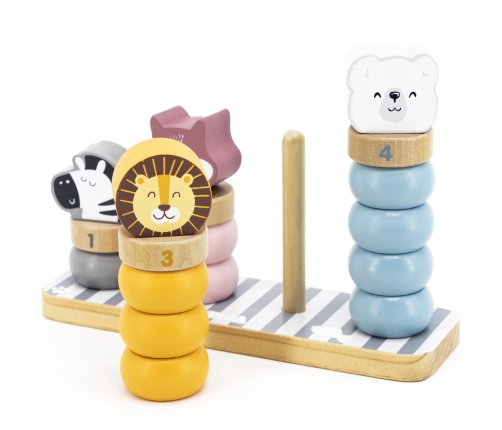 VIGA PolarB Drewniana Układanka Edukacyjna ze Zwierzątkami Montessori