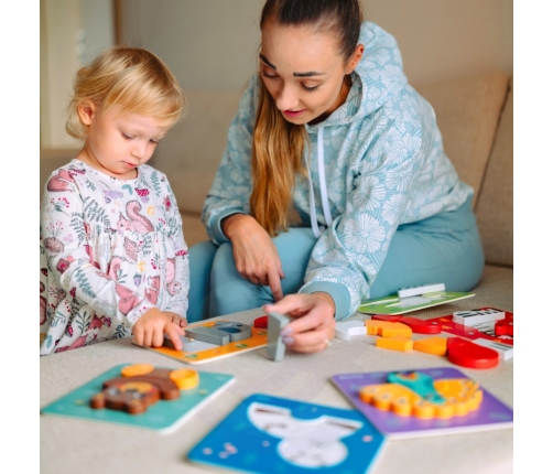 WOOPIE GREEN Układanka Drewniana Klocki Zwierzątka Montessori FSC