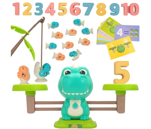 WOOPIE Waga Szalkowa Równoważnia Gra Łowienie Dinozaurów Rybek Nauka Liczydło