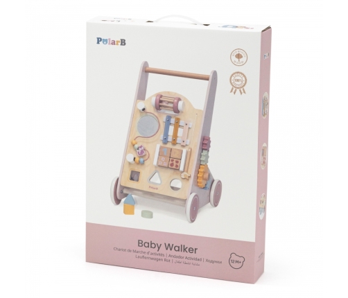VIGA PolarB Drewniany Pchacz Chodzik Różowy Edukacyjny