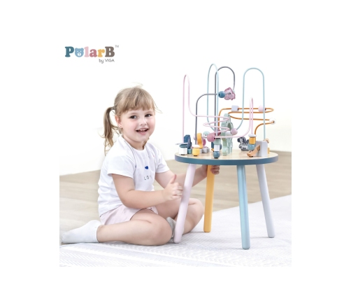 VIGA PolarB Drewniany Stolik Edukacyjny Manipulacyjny Przeplatanka Montessori