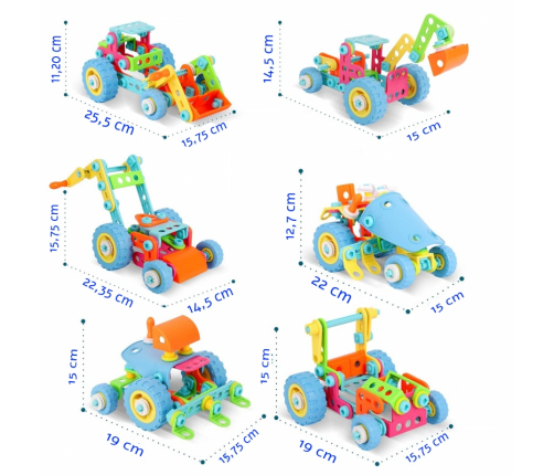 WOOPIE Zestaw Pojazdów Klocki Konstrukcyjny 6w1 STEM