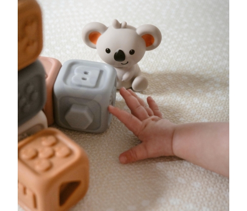 WOOPIE BABY Zestaw Edukacyjna Piramdka Klocki Sensoryczne 2w1 Gryzak Cyferki