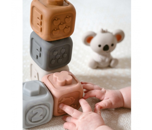 WOOPIE BABY Zestaw Edukacyjna Piramdka Klocki Sensoryczne 2w1 Gryzak Cyferki