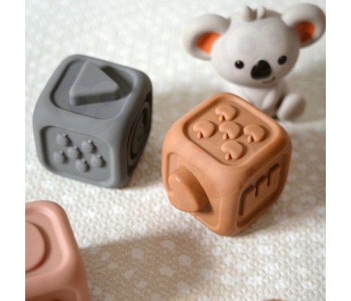 WOOPIE BABY Zestaw Edukacyjna Piramdka Klocki Sensoryczne 2w1 Gryzak Cyferki