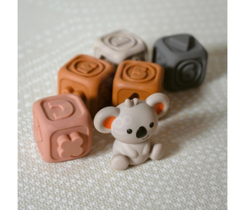 WOOPIE BABY Zestaw Edukacyjna Piramdka Klocki Sensoryczne 2w1 Gryzak Cyferki