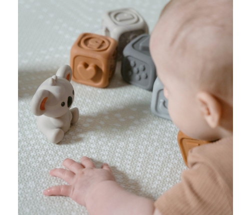 WOOPIE BABY Zestaw Edukacyjna Piramdka Klocki Sensoryczne 2w1 Gryzak Cyferki