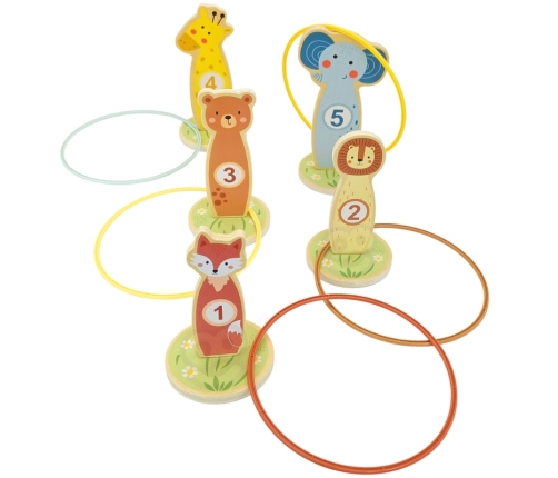 TOOKY TOY Rzut do Celu Drewniana Gra Zręcznościowa Obręcze 15 el.