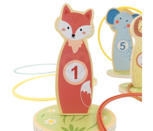 TOOKY TOY Rzut do Celu Drewniana Gra Zręcznościowa Obręcze 15 el.