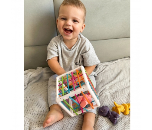 WOOPIE Elastyczna Kostka Sensoryczna Sorter dla Dzieci Kolorowe Dinozaury 6 el.