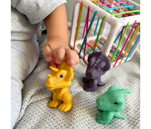 WOOPIE Elastyczna Kostka Sensoryczna Sorter dla Dzieci Kolorowe Dinozaury 6 el.