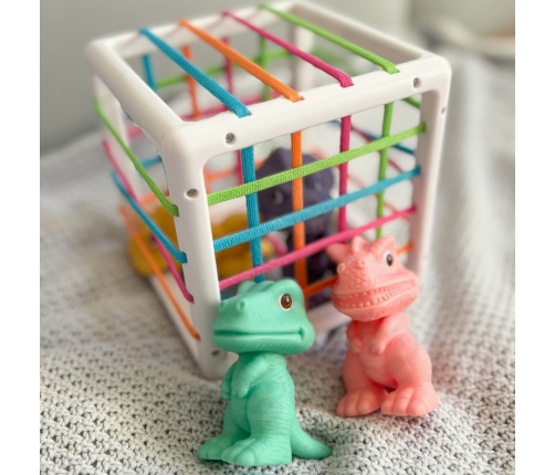 WOOPIE Elastyczna Kostka Sensoryczna Sorter dla Dzieci Kolorowe Dinozaury 6 el.
