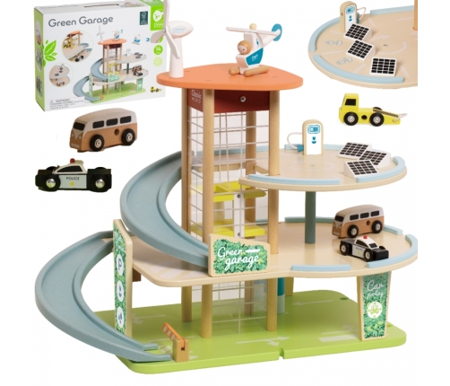 CLASSIC WORLD Drewniany 3 Poziomowy Garaż XL z Windą 