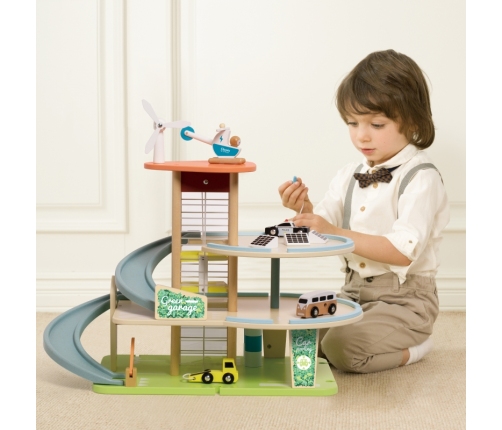 CLASSIC WORLD Drewniany 3 Poziomowy Garaż XL z Windą 