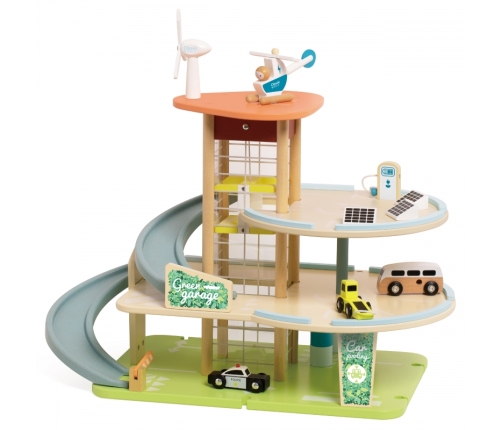 CLASSIC WORLD Drewniany 3 Poziomowy Garaż XL z Windą 