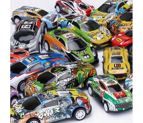 WOOPIE Zestaw Aut Wyścigowych  Autka w Pudełku 50 el. + Mapka