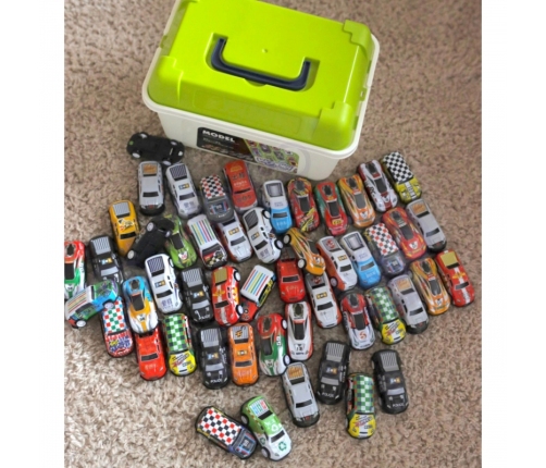 WOOPIE Zestaw Aut Wyścigowych  Autka w Pudełku 50 el. + Mapka