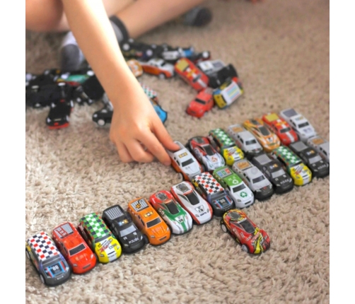 WOOPIE Zestaw Aut Wyścigowych  Autka w Pudełku 50 el. + Mapka