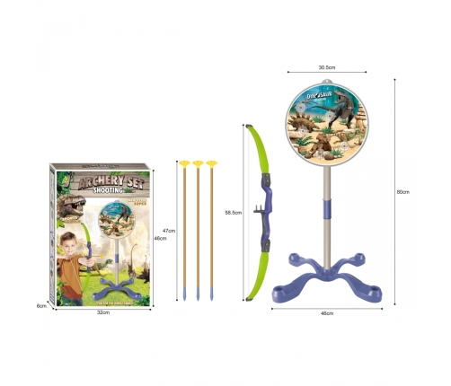 WOOPIE Zestaw Małego Łucznika Dinozaury Łuk Strzały Tarcza 32 el.