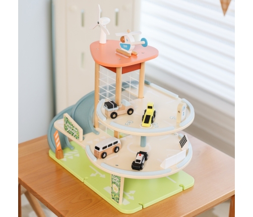 CLASSIC WORLD Drewniany 3 Poziomowy Garaż XL z Windą 