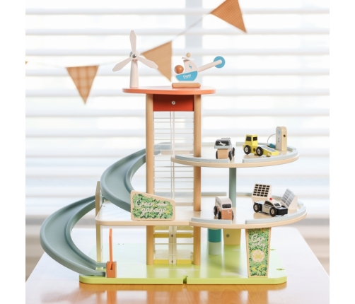 CLASSIC WORLD Drewniany 3 Poziomowy Garaż XL z Windą 