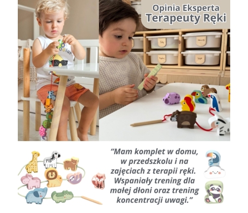 CLASSIC WORLD Drewniane Klocki do Nawlekania Zwierzęta Wodne 13 el.