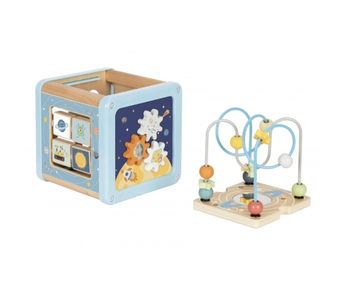 TOOKY TOY Drewniana Kostka Aktywności Kosmos Sorter Labirynt