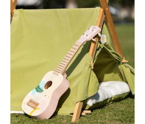 CLASSIC WORLD Drewniane Ukulele Gitara dla Dzieci Różowa