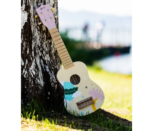 CLASSIC WORLD Drewniane Ukulele Gitara dla Dzieci Różowa