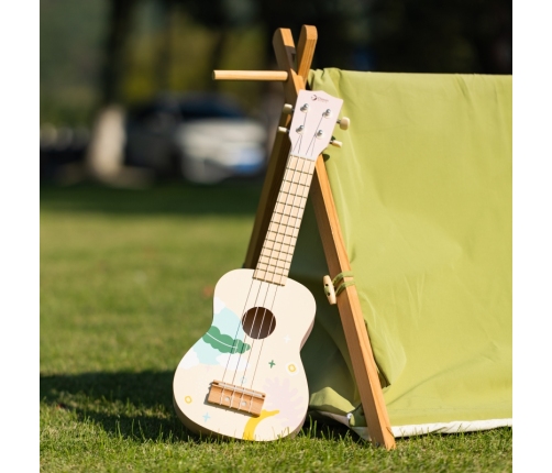 CLASSIC WORLD Drewniane Ukulele Gitara dla Dzieci Różowa