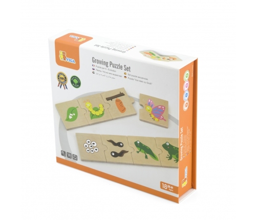 VIGA Drewniane Puzzle Rosnące zwierzątka i rośliny