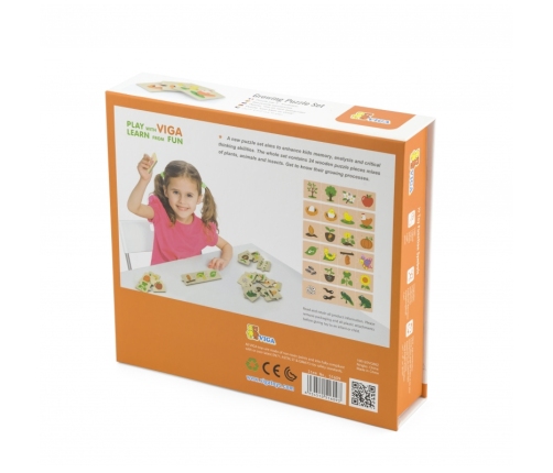 VIGA Drewniane Puzzle Rosnące zwierzątka i rośliny