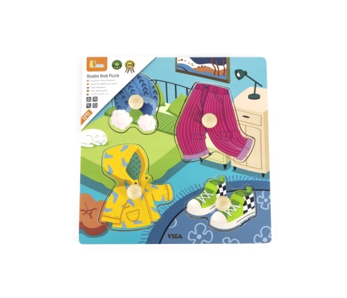 VIGA Drewniane Puzzle z Pinezkami Ubrania