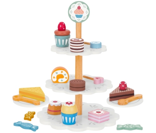 TOOKY TOY Patera Słodkości Drewniany Stojak Babeczki Ciasta